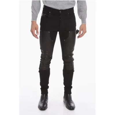 Stretchy WORKMAN Skinny Denims with Leather Detailing 16cm