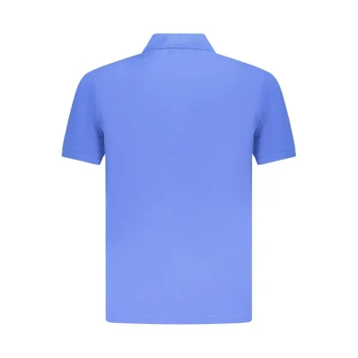 Blue Cotton Men Polo Shirt