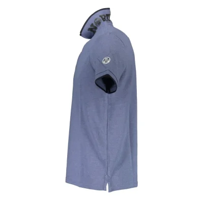 Blue Cotton Men Polo Shirt