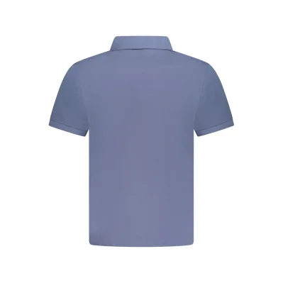 Blue Cotton Men Polo Shirt