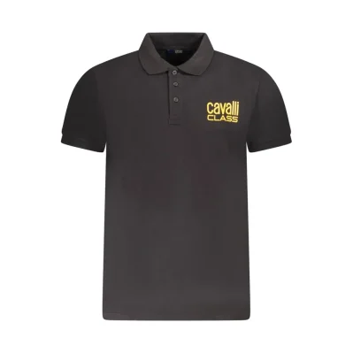 Black Cotton Men Polo Shirt