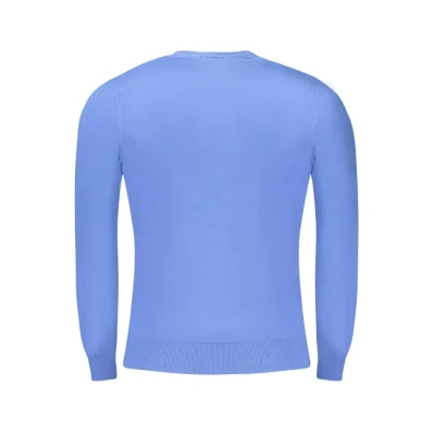 Blue Viscose Men Sweater