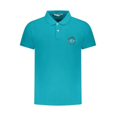 Light Blue Cotton Men Polo Shirt