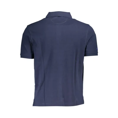 Blue Cotton Men Polo Shirt