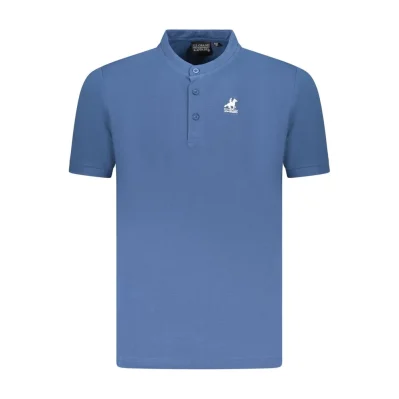 Blue Cotton Men Polo Shirt