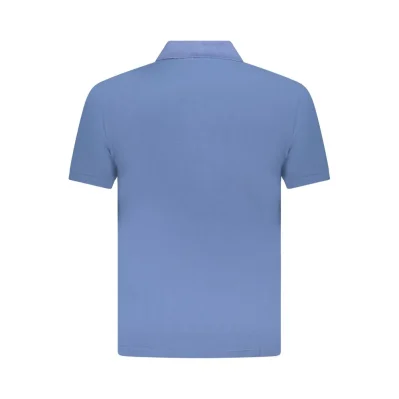 Blue Cotton Men Polo Shirt