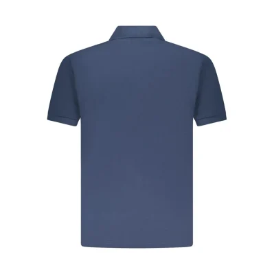 Blue Cotton Men Polo Shirt
