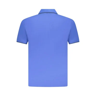 Blue Cotton Men Polo Shirt