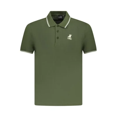 Green Cotton Men Polo Shirt