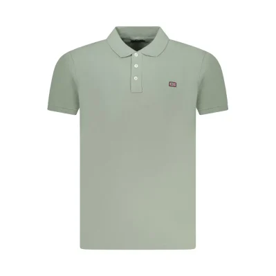 Green Cotton Men Polo Shirt