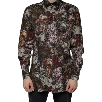 Multicolor Floral GOLD Cotton Men Dress Shirt