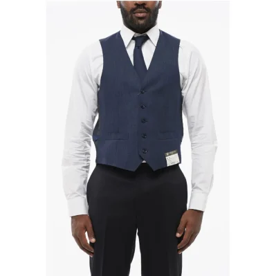 5 Buttons LEADER Wool Vest With Jetted Pockets