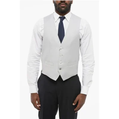 CC COLLECTION Silk 4 Buttons Vest With Jetted Pockets