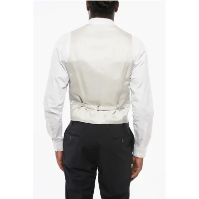 CC COLLECTION Silk 4 Buttons Vest With Jetted Pockets