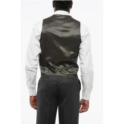 CC COLLECTIO Striped 5 Buttons REFINED Wool Blend Vest