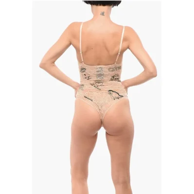 Lace Bodysuit with All-Over Embroideries