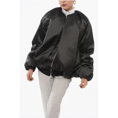 Draped Satin Bomber Jacket