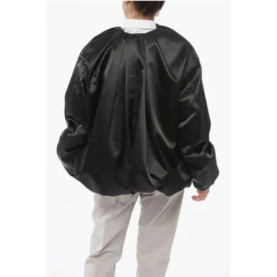Draped Satin Bomber Jacket