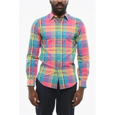 Button-down Plaid Check Cotton Shirt