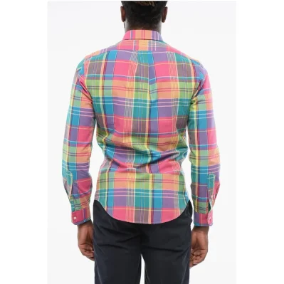 Button-down Plaid Check Cotton Shirt