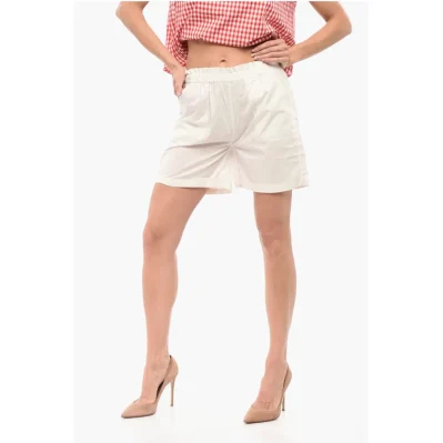 Poplin Cotton Shorts with Elastic Waistband