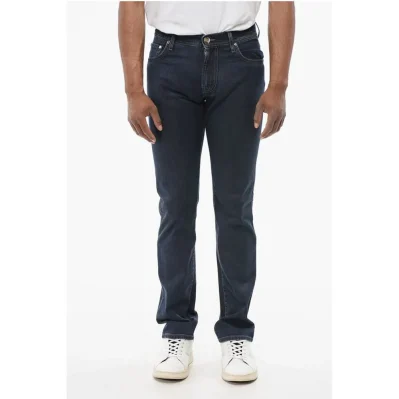 ID LUXURY DENIM Dark-washed Denims with Ton-sur-ton Embroide