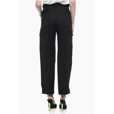 Flax Blend Cargo Pants with Martingales
