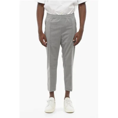 Slim Fit REM Pants with Elastic Waistband and Ankle Zip