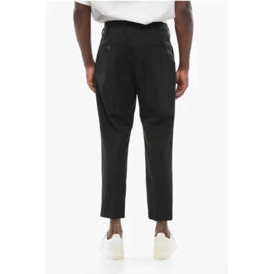 Double-Pleated Slim Fit Pants with Belt Loops