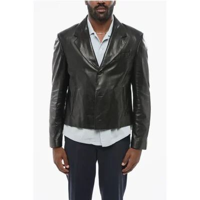 Lamb Leather Blazer with Flush Pockets