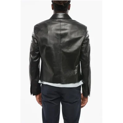 Lamb Leather Blazer with Flush Pockets