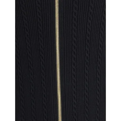 BUTTONED TORSADE KNIT LONG MIDI SKIRT