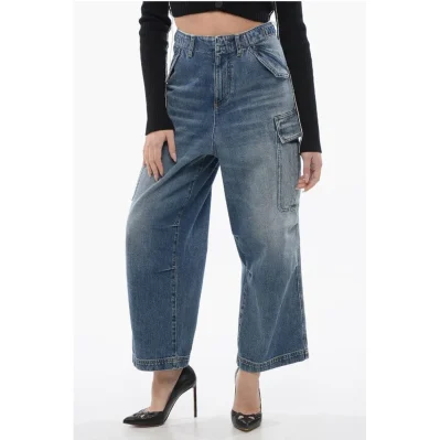 Cropped Fit Cargo Denims with Martingales 24cm