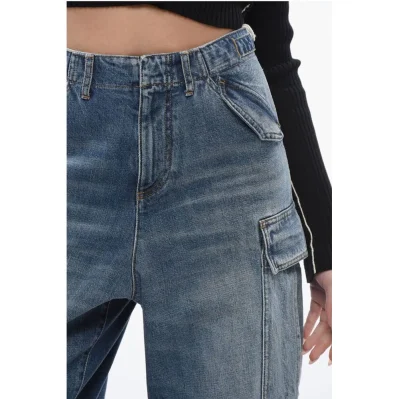 Cropped Fit Cargo Denims with Martingales 24cm