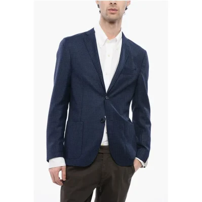 17,25 Microns Houndstooth Wool GATE Blazer