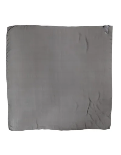 Gray Black Silk Square Women Foulard Scarf