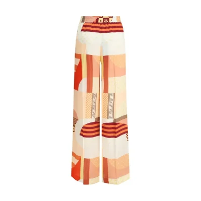 Patchwork print silk crepe Pants