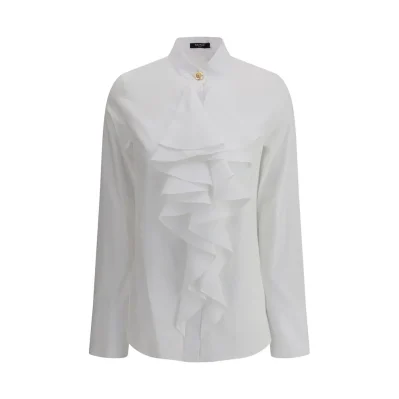 JABOT COLLAR POPELINE COTON SHIRT