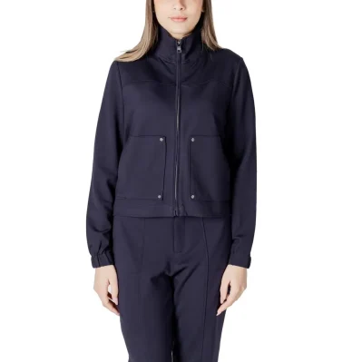 Blue Viscose Jackets & Coat
