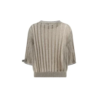 Openwork knit pattern Sweater with sequins