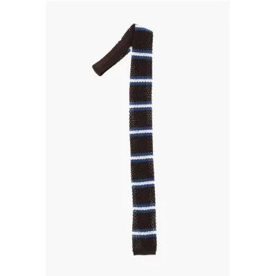 Crochet Silk Tie with Striped Motif