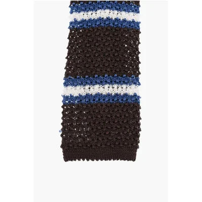 Crochet Silk Tie with Striped Motif