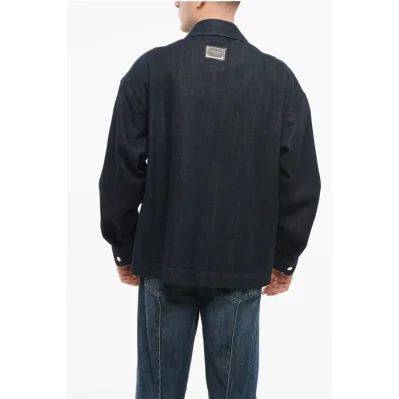 Dark Washed Denim Jacket with Front Zip