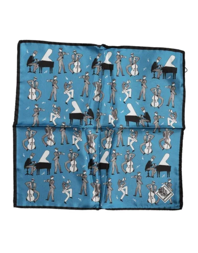 Blue Jazz Club Silk Square Men Foulard Scarf