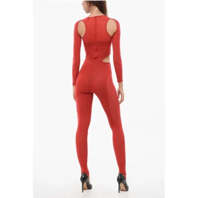 Sheer Effect Stirrup Jumpsuit with Cut-Out Details