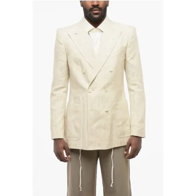Double-breasted BRUCE Silk Blend Blazer with Patch Pockets