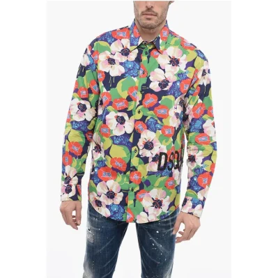 Floral Patterned Cotton Dropped Shoulder Shirt