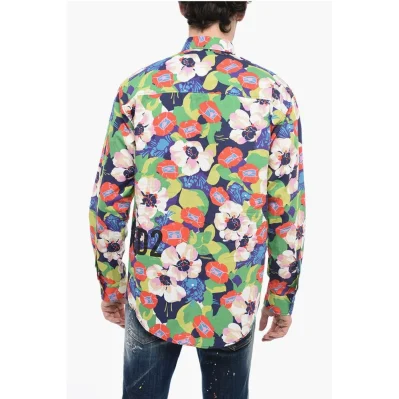 Floral Patterned Cotton Dropped Shoulder Shirt