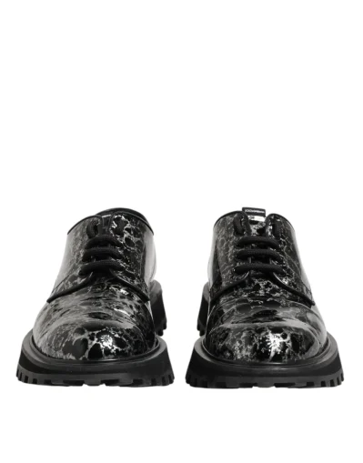 Black White Calfskin Chunky Derby Shoes