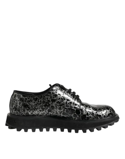 Black White Calfskin Chunky Derby Shoes